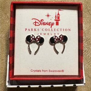 Disney Parks Minnie Mouse Ears Earrings with Swarovski Crystals - NEW